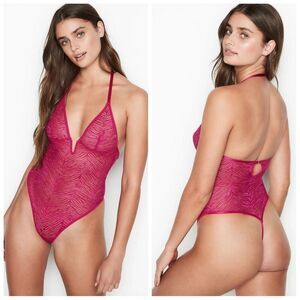 Victoria's Secret Lace Thong One Piece Zebra Teddy sz M